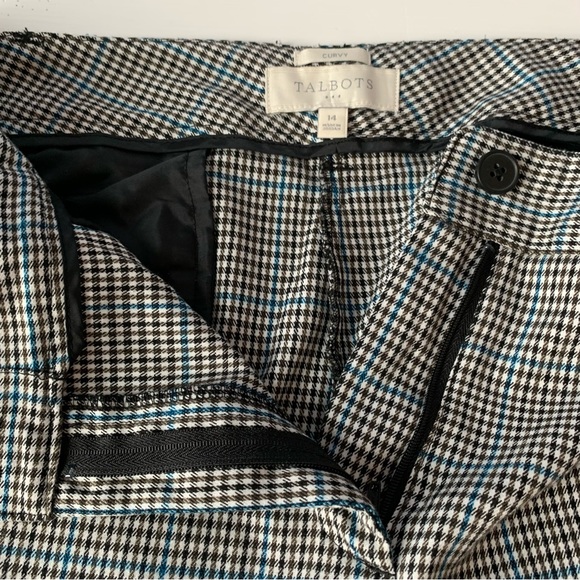 Talbots Black Blue Houndstooth Curvy Straight Leg Dress Pants - Picture 10 of 14